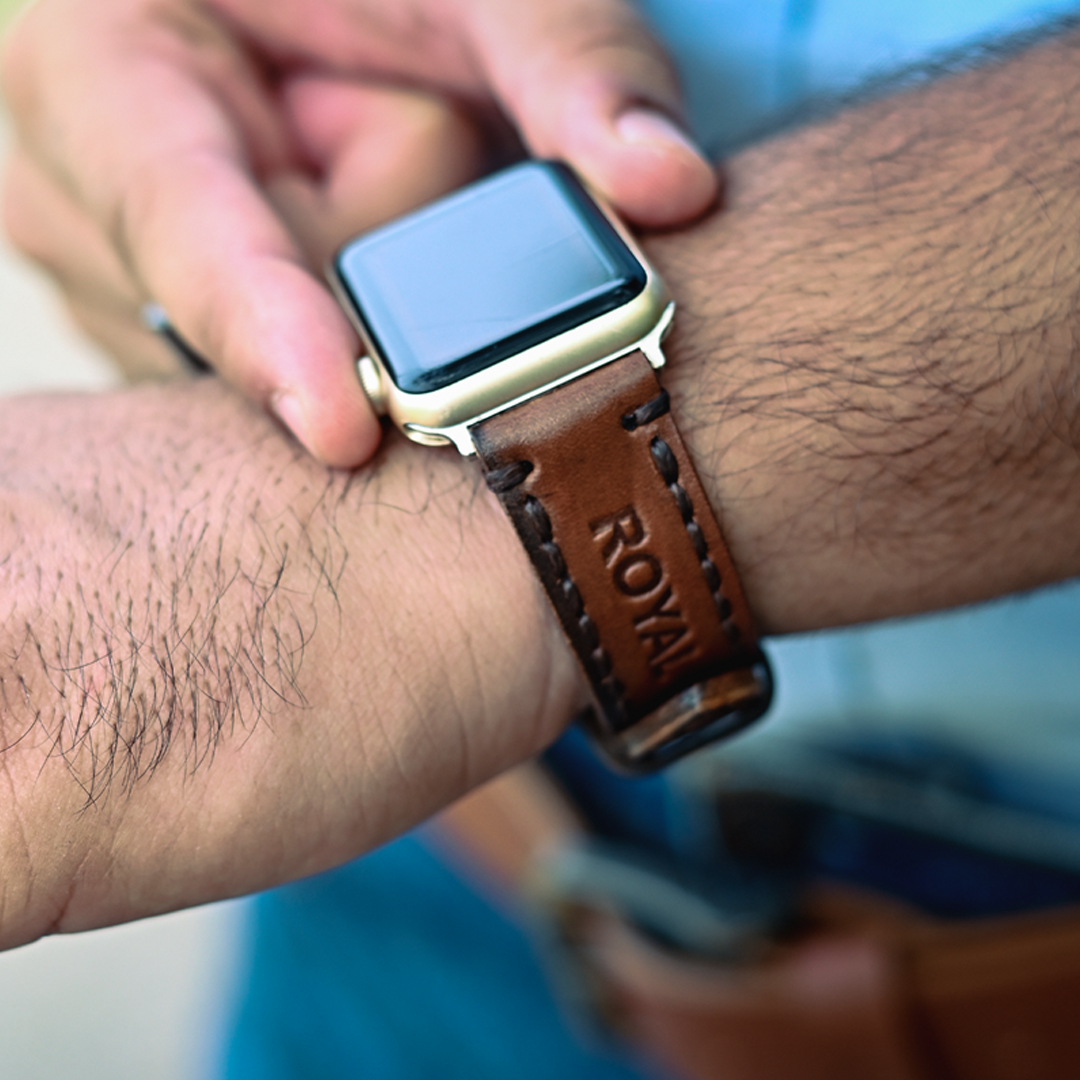 Royal Leather Watch Straps Tan Double stitched