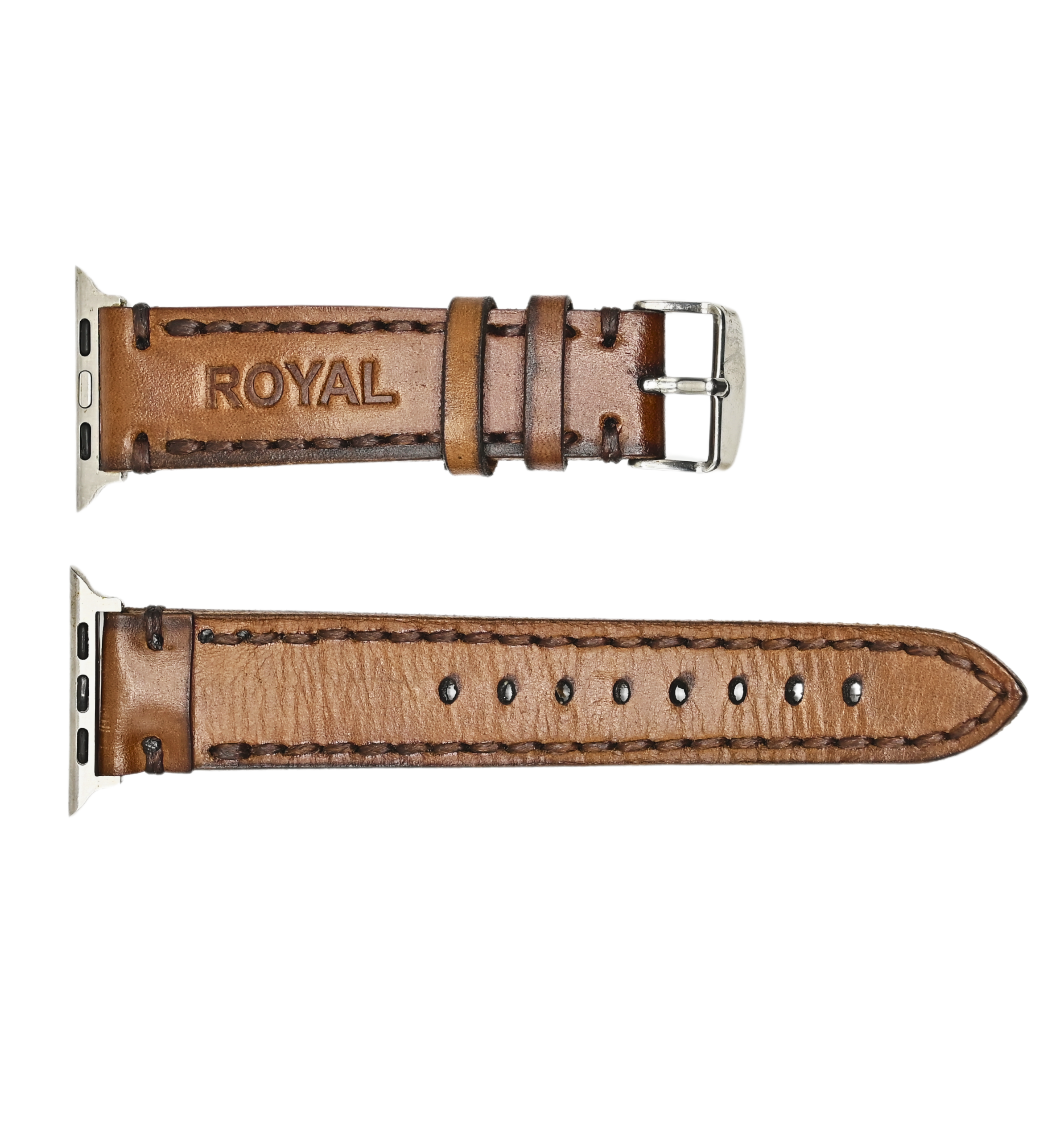 Royal Leather Watch Straps Tan Double stitched