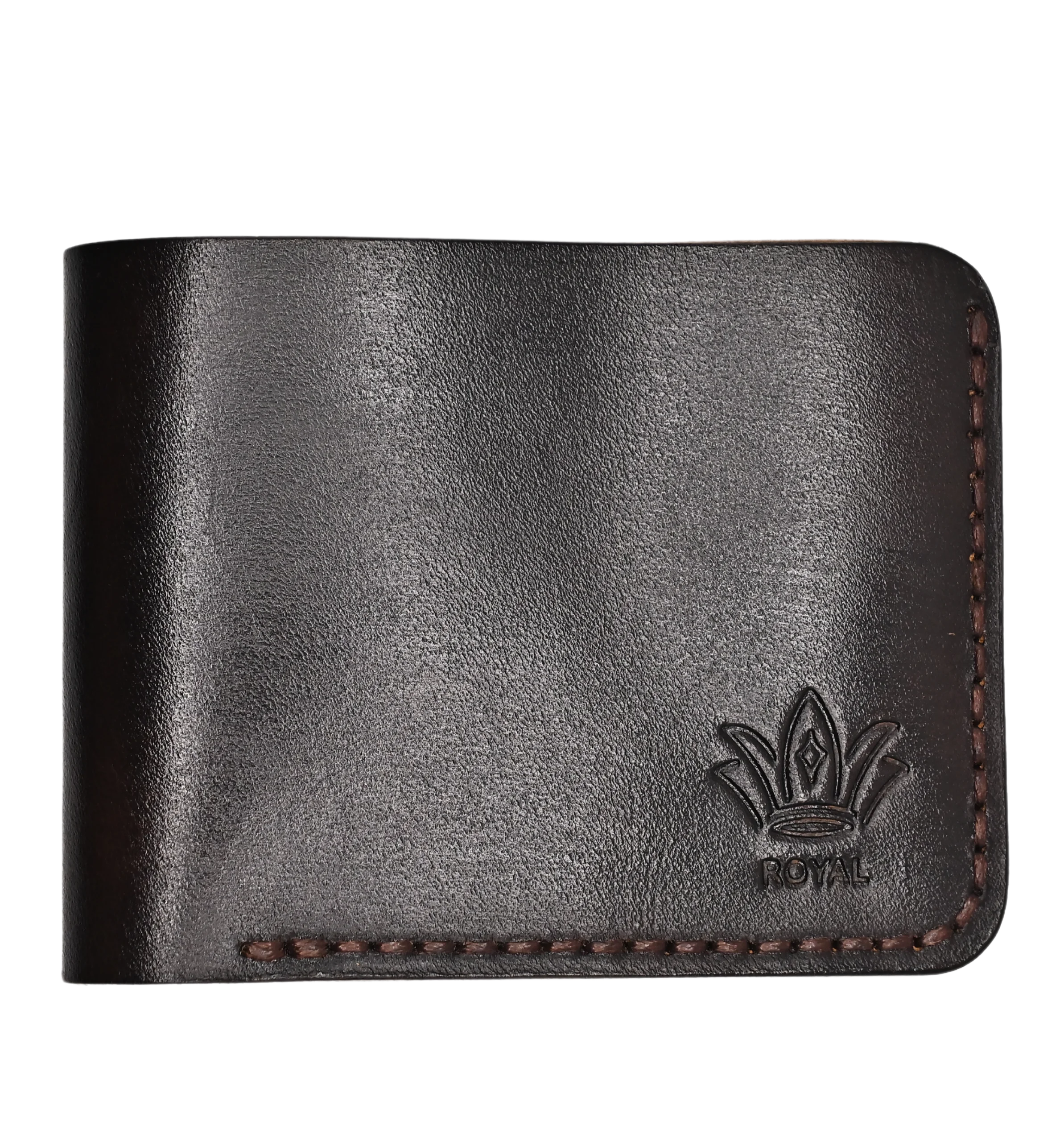 Royal Leather brown wallet three pocket