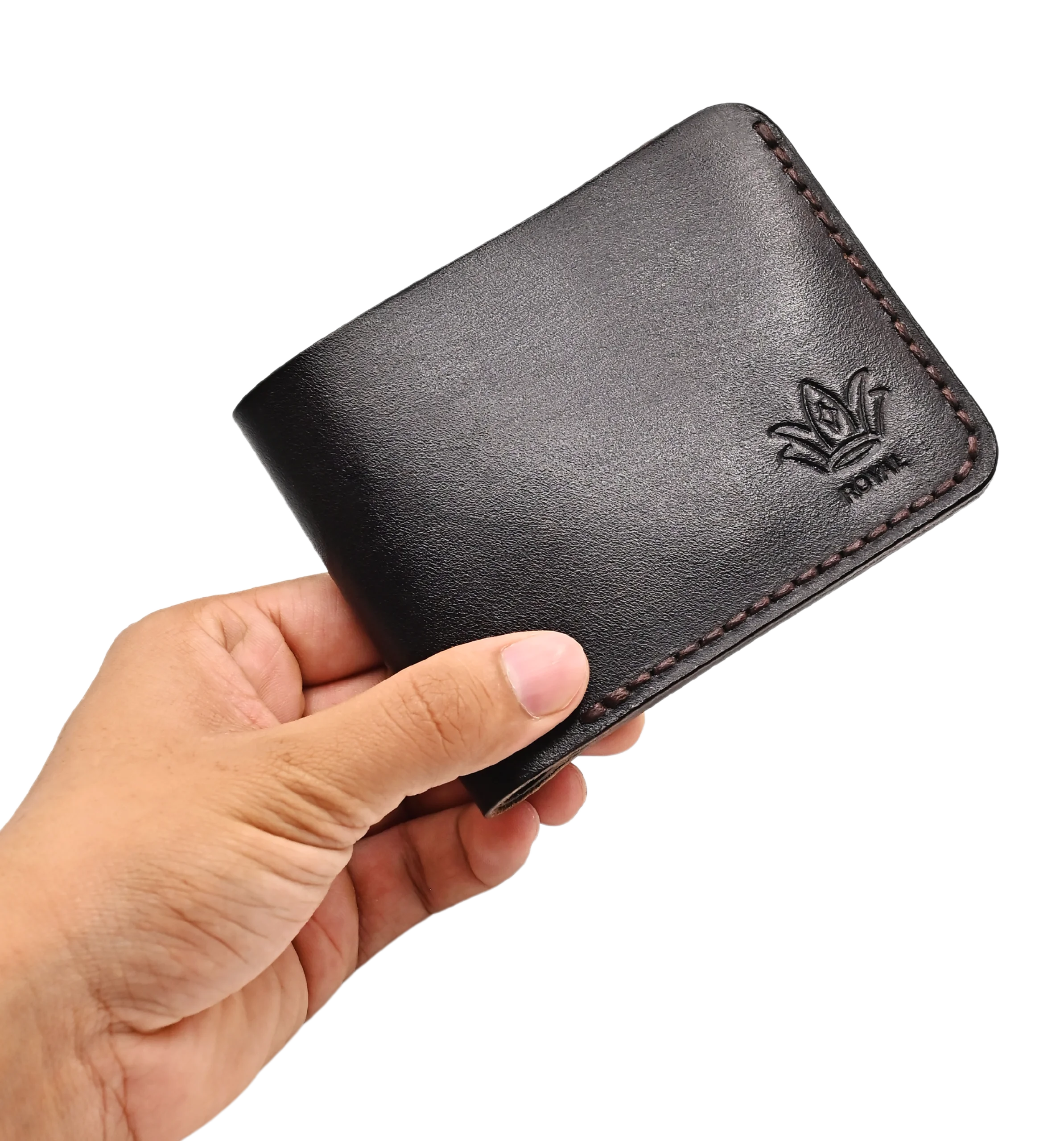 Royal Leather brown wallet three pocket
