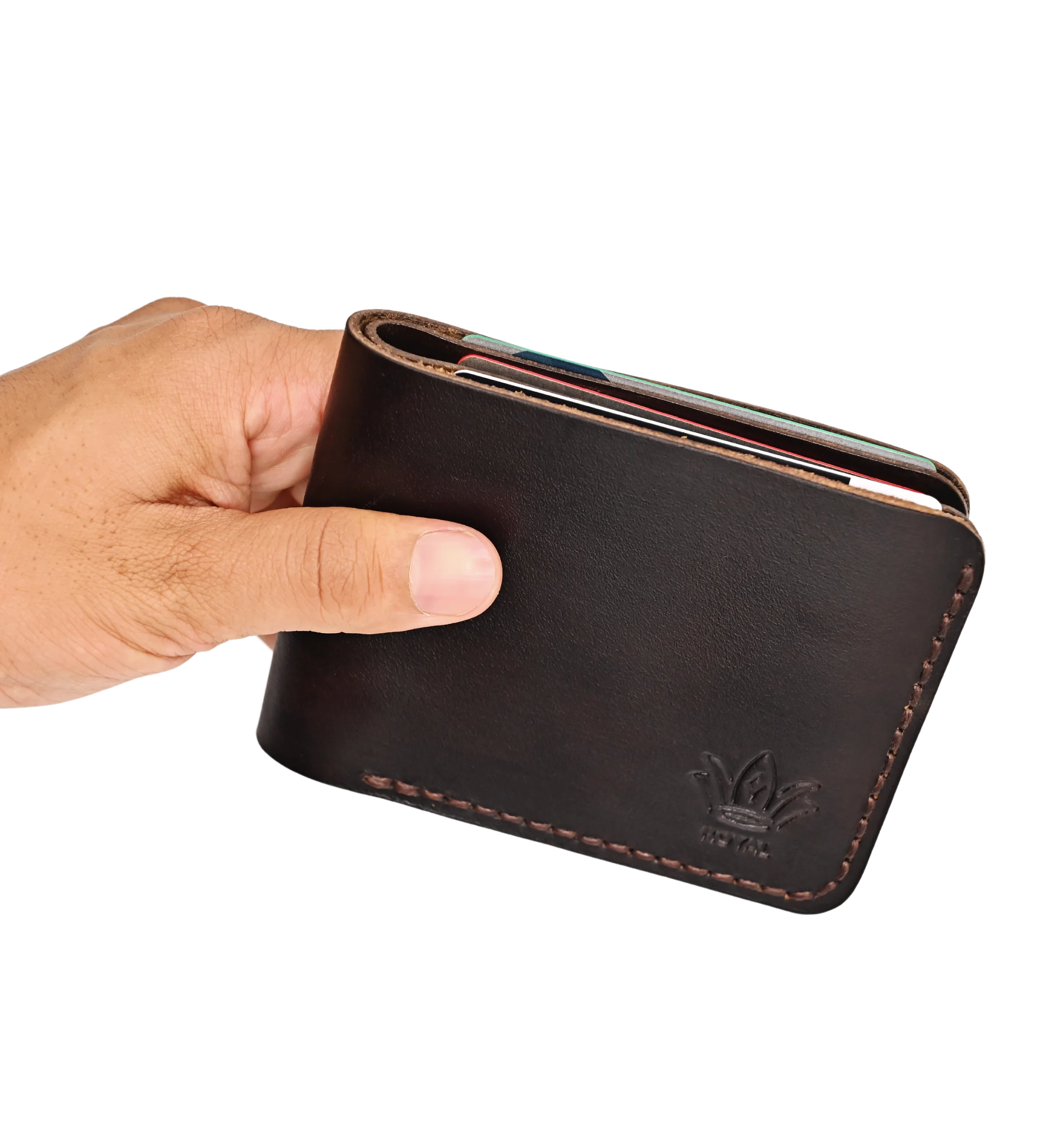 Royal Leather brown wallet three pocket