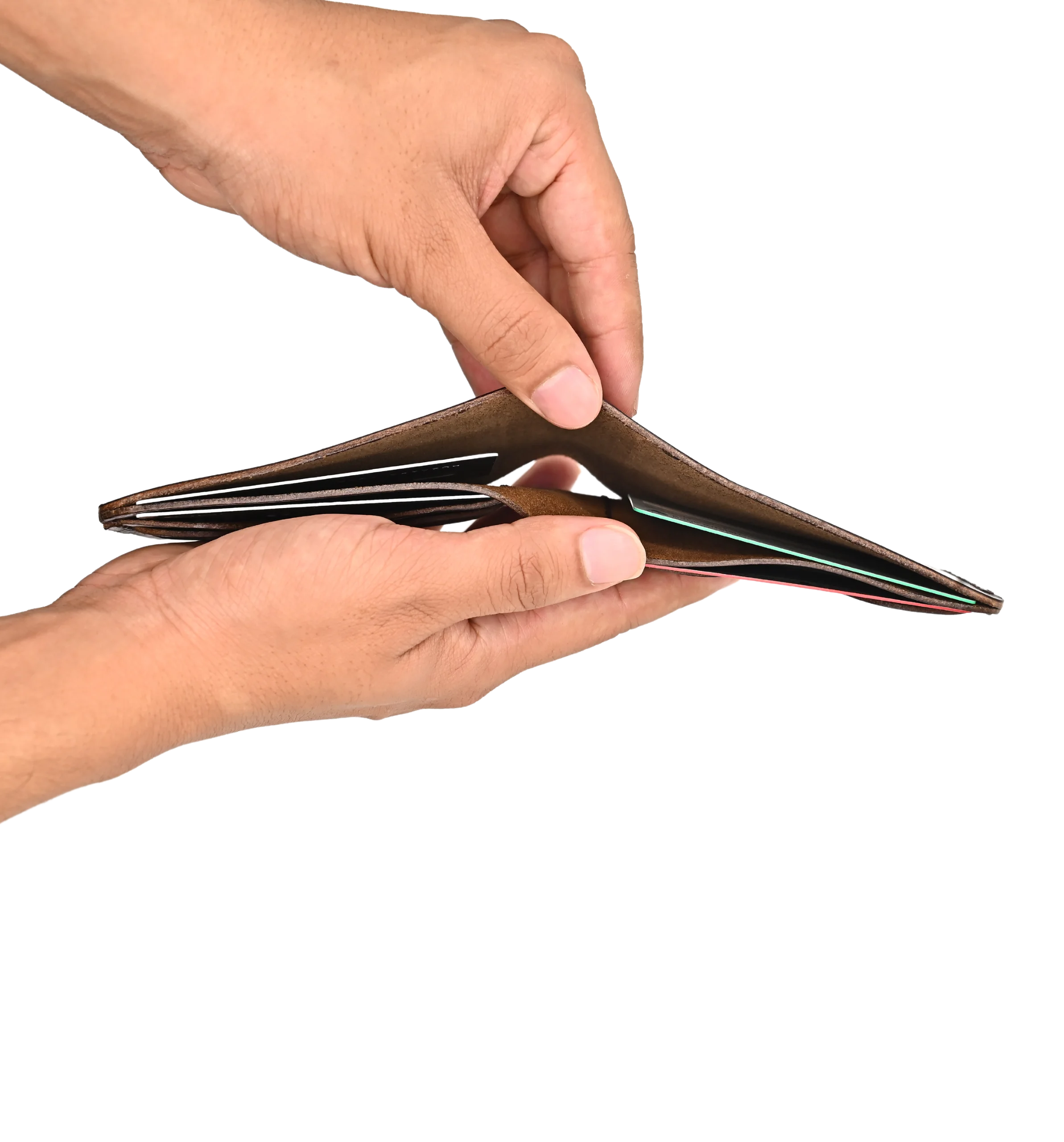 Royal Leather brown wallet three pocket