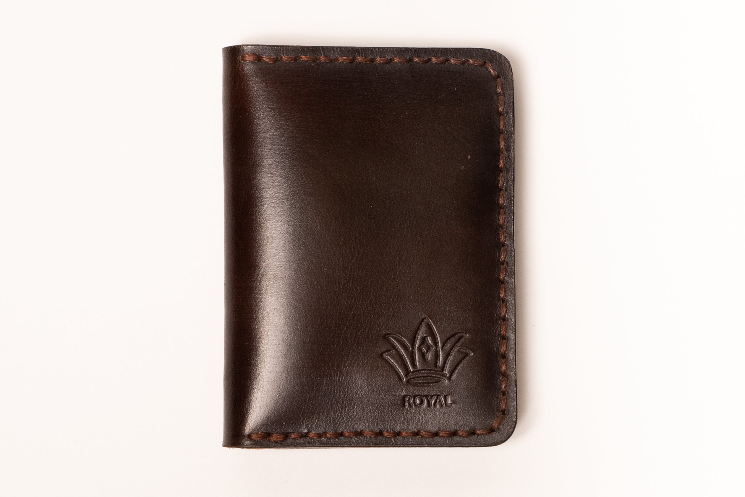 ROYAL Minimalist Leather Card Holder - Brown.