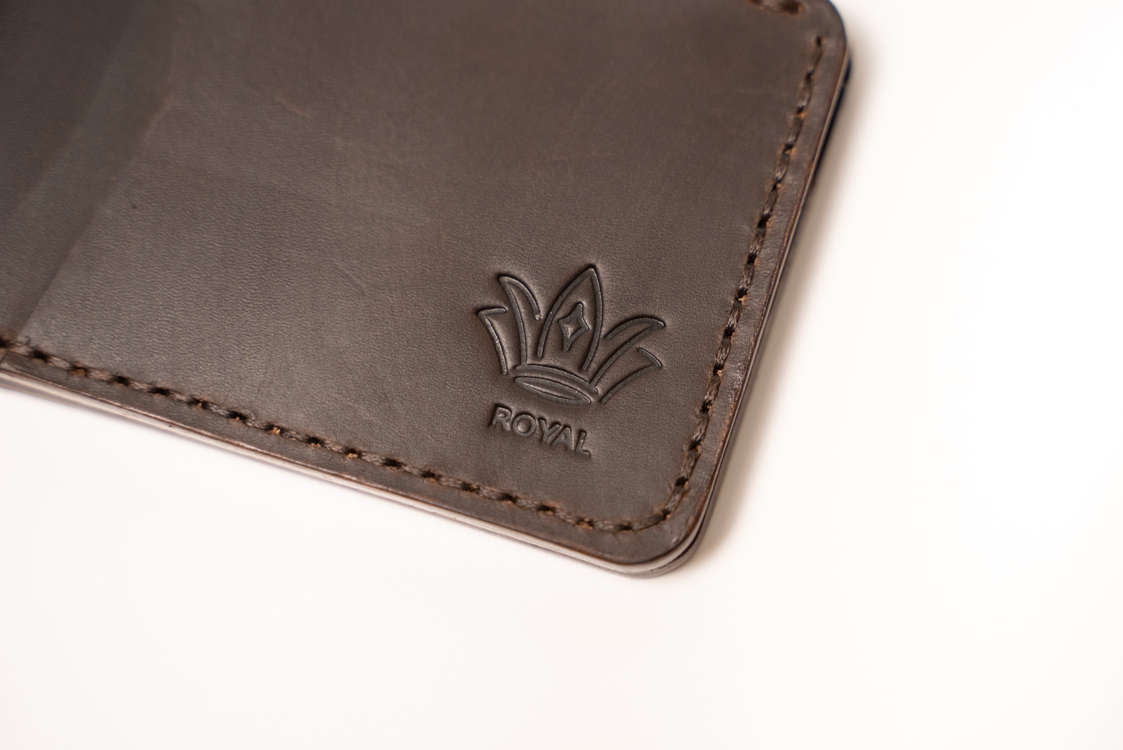 ROYAL Leather Brown Wallet – Slim Front Pocket RFID Minimalist.