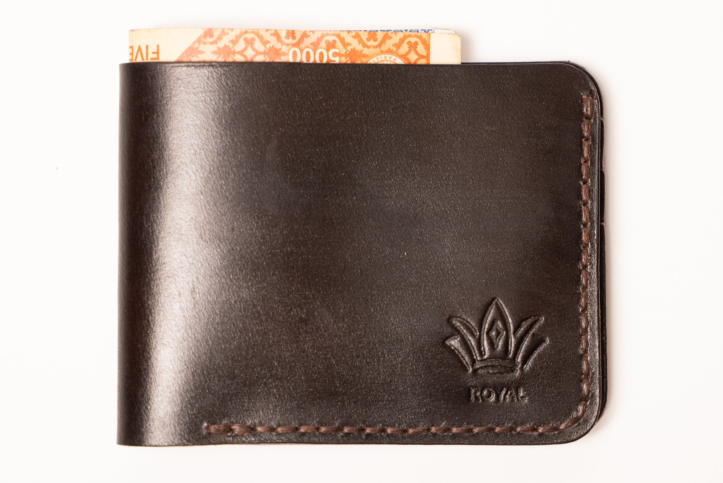 ROYAL Leather Brown Wallet - Three Pocket.