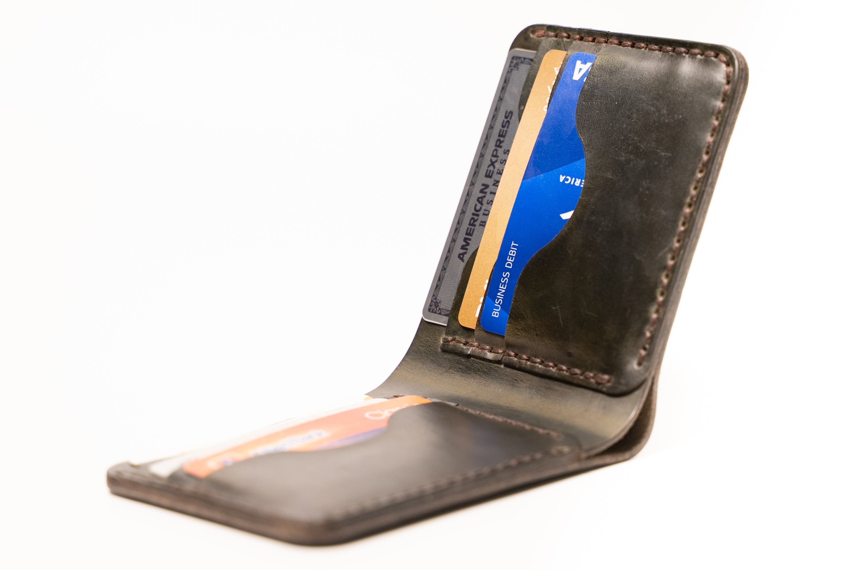 ROYAL Leather Three-Pocket Green Wallet.