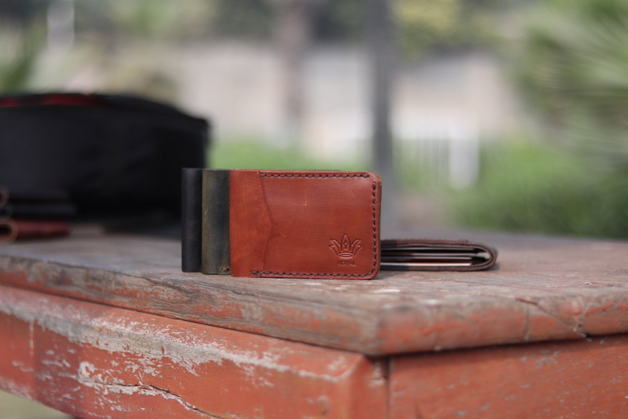ROYAL Leather Wallet Front Pocket- Tan - ROYAL