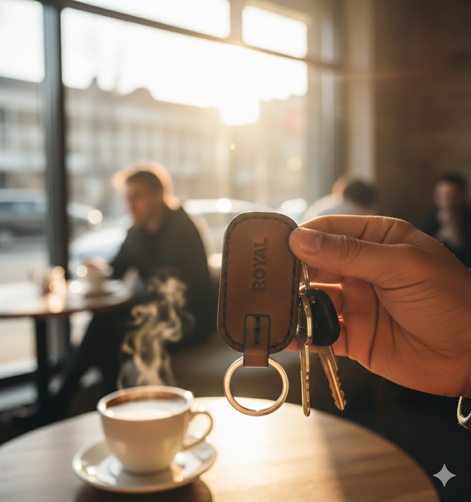 ROYAL Leather Key Chain - Tan.
