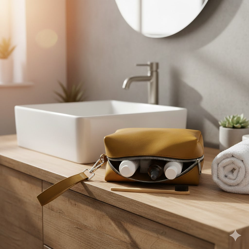 ROYAL Leather Toiletry Bag - Bronze.