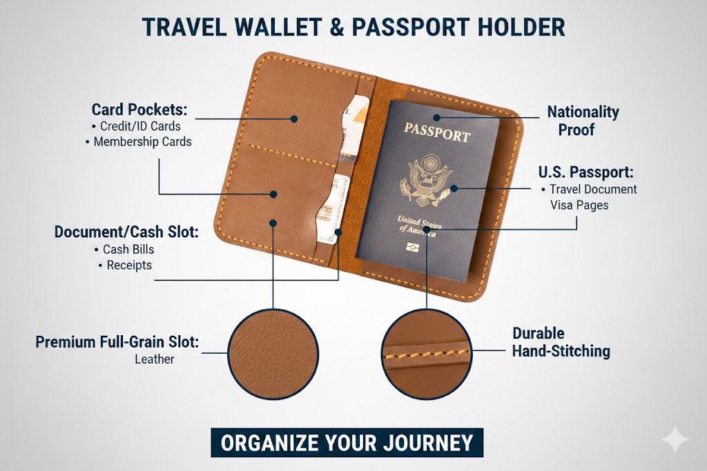 ROYAL Premium Handmade Leather Passport Cover.