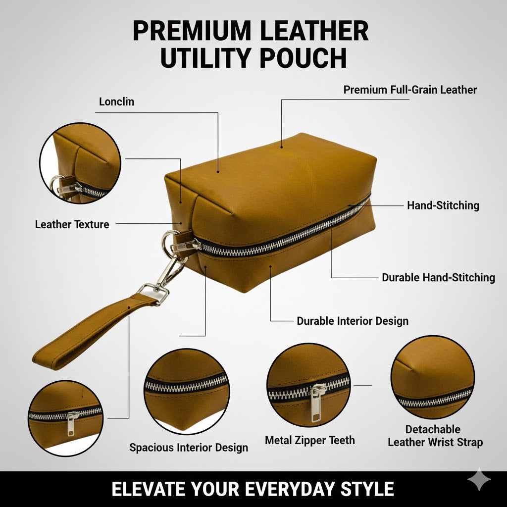 ROYAL Leather Toiletry Bag - Bronze.