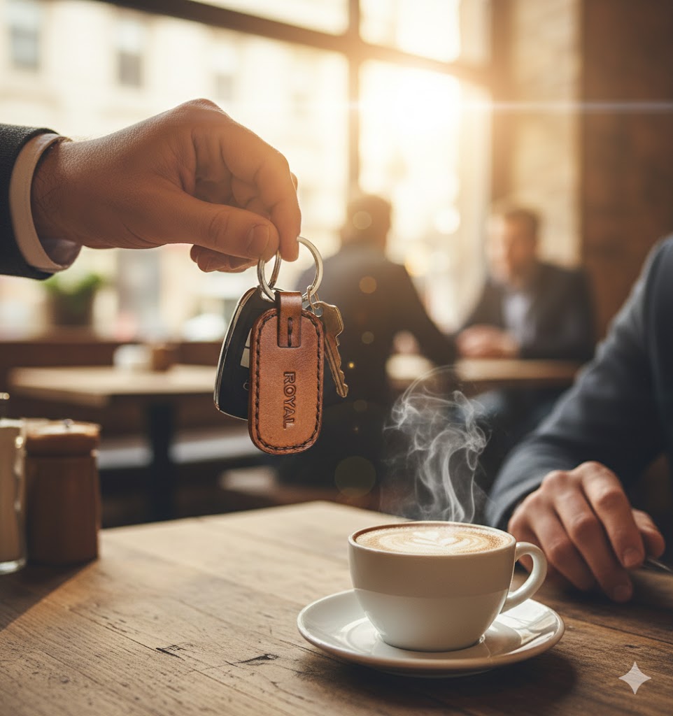 ROYAL Leather Key Chain - Tan.