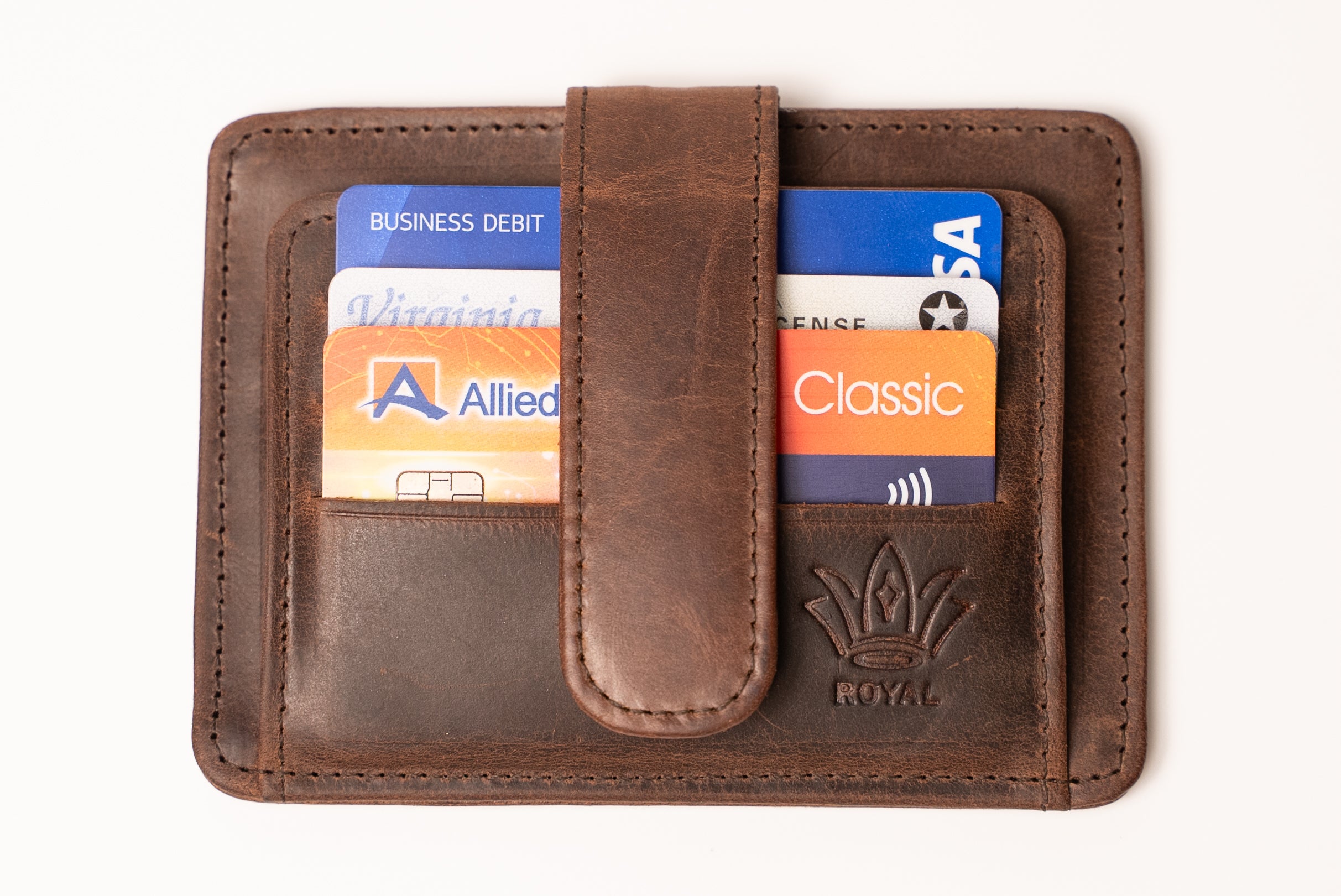 ROYAL Card Wallet - Slim Leather with Magnetic Closure.
