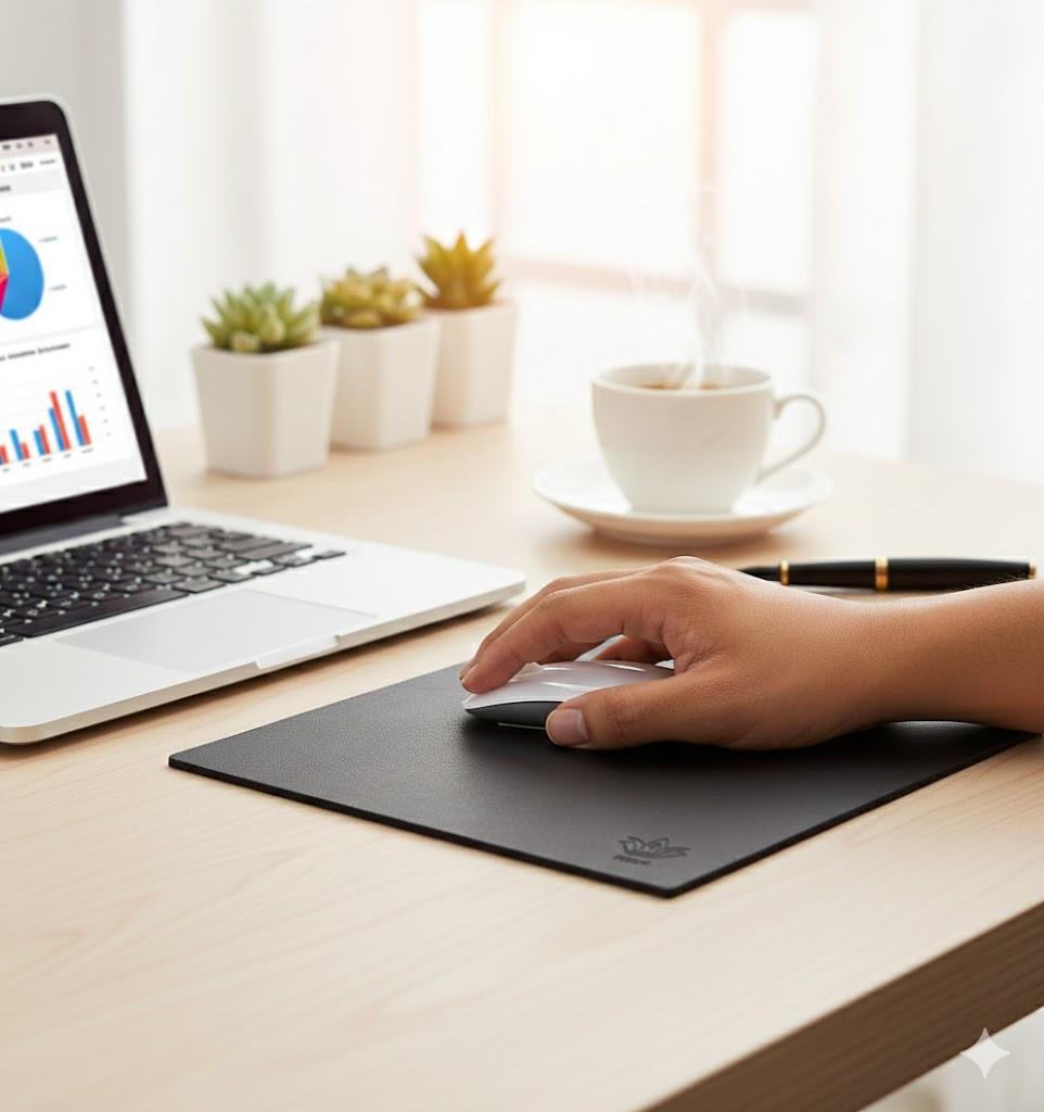 ROYAL Leather Mouse Pad - Black | Premium Desk Mat.