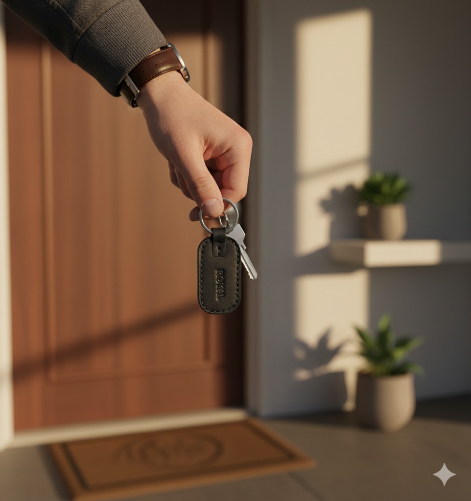 ROYAL Leather Key Chain- Black.