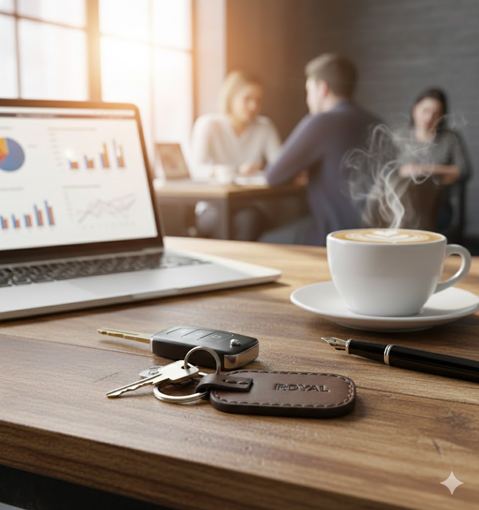 ROYAL Premium Leather Key Chain - Brown.