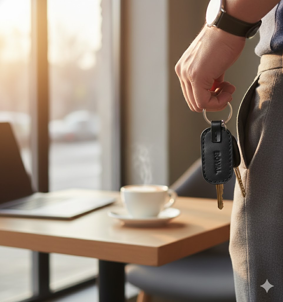 ROYAL Leather Key Chain- Black.