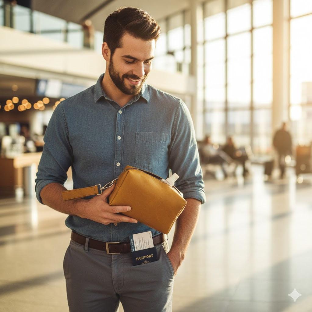 ROYAL Leather Toiletry Bag - Bronze.