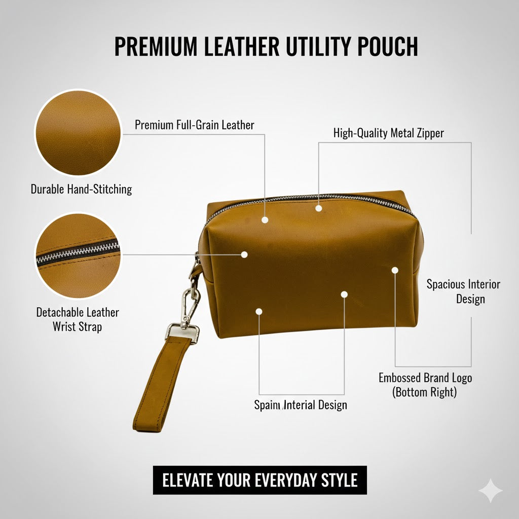 ROYAL Leather Toiletry Bag - Bronze.