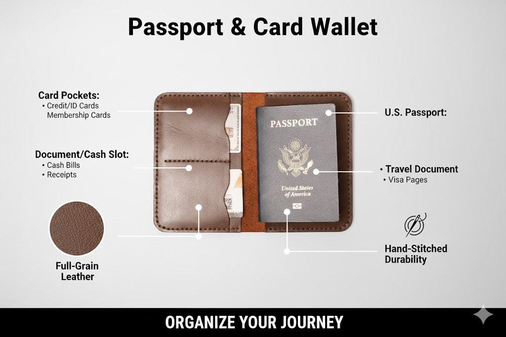 ROYAL Leather Passport Cover Brown.